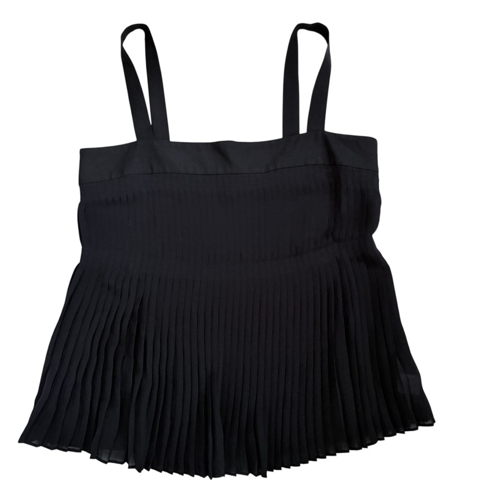 Theory Black Women’s Pleated Strap Top Size Medium Dark Romantic - Picture 3 of 7